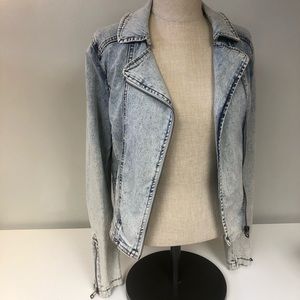 H&M Light Acid Wash Destressed Denim Jacket